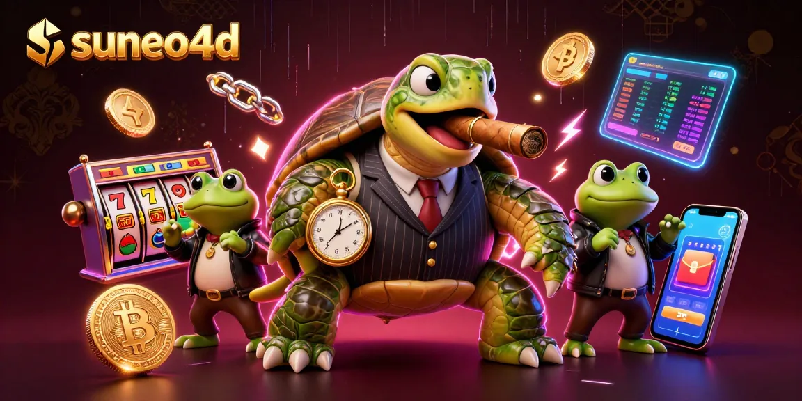 Suneo4D showcases a vibrant casino scene with characters symbolizing luck and high stakes in gambling.
