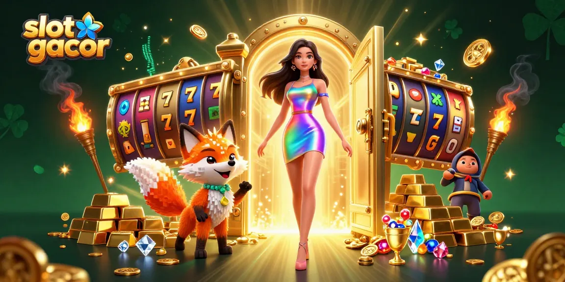Experience thrilling gameplay with slot gacor, featuring stunning visuals of vibrant colors, jackpot symbols, and animated treasures.