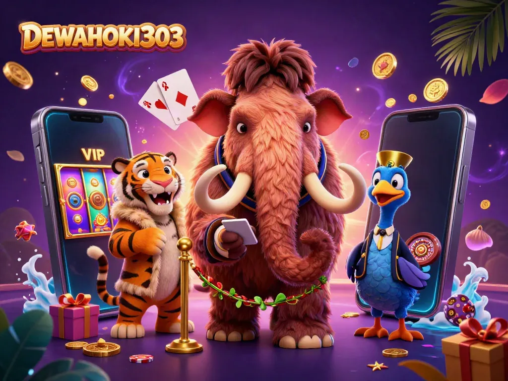 DEWAHOKI303 mempersembahkan ilustrasi kasino dengan karakter visual yang unik dan elemen slot menarik.