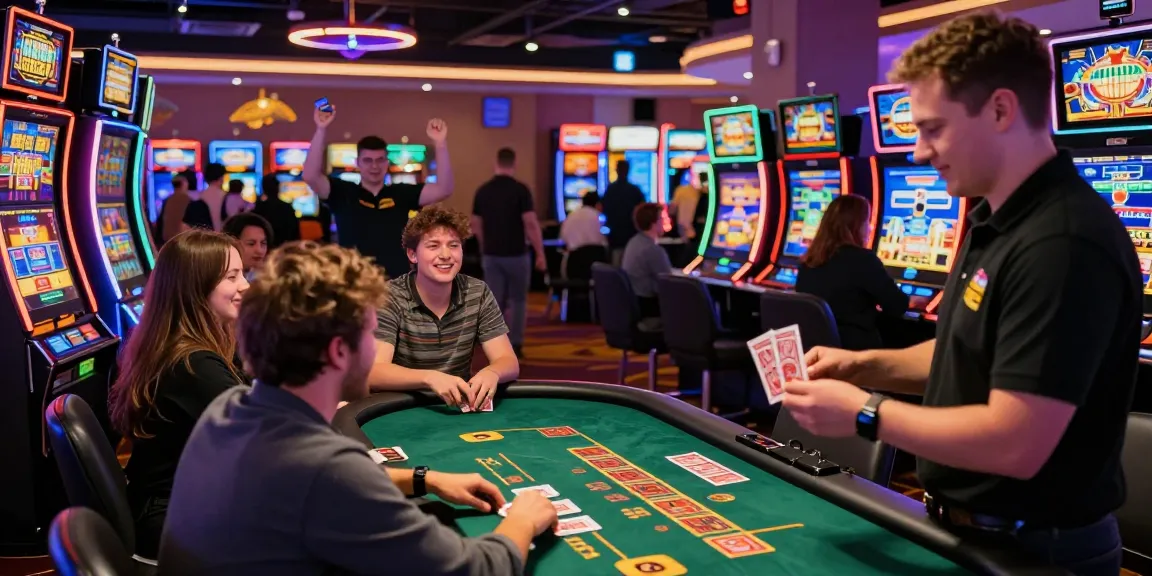 Dynamic KO66 casino scene with players enjoying games and vibrant atmosphere.