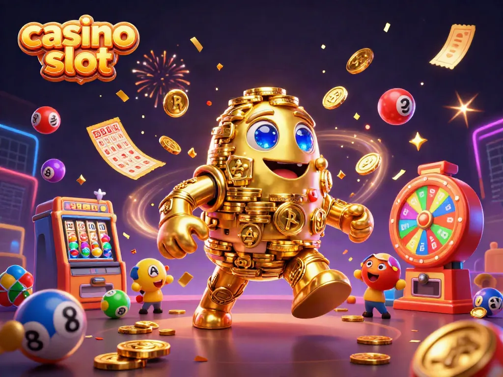Experience the excitement of casino slots with captivating golden golem and vibrant game elements.