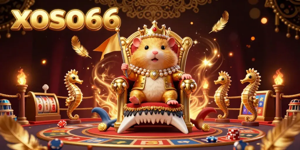 Experience thrilling gameplay at xoso66 with a majestic golden hamster king ruling from his megalodon throne.