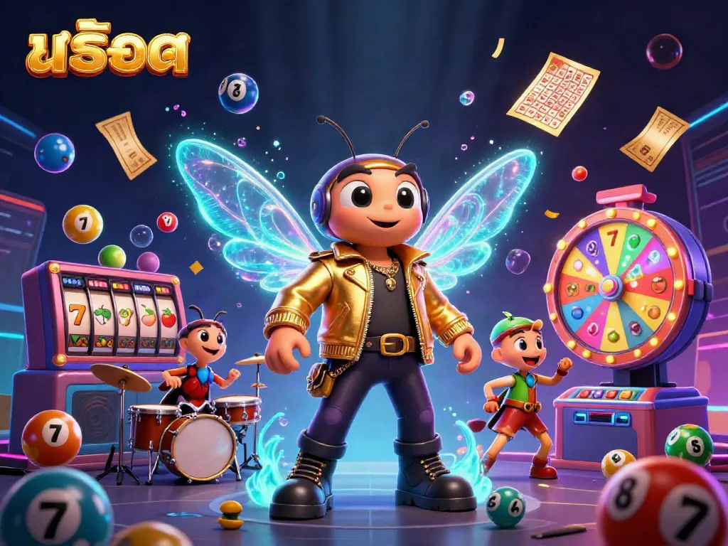 Play slot games with casino characters in an exciting dynamic scene featuring vibrant elements.