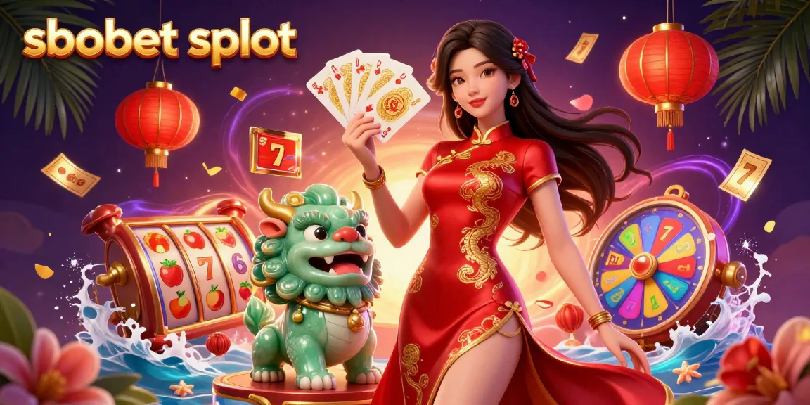 Experience sbobet slot with vibrant slot reels and a lucky atmosphere in this detailed 3D illustration.