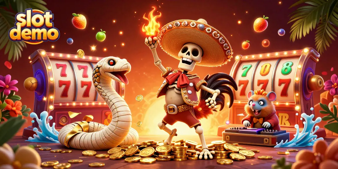 Experience the fun of slot demo games with vibrant characters and engaging game elements in this colorful illustration.