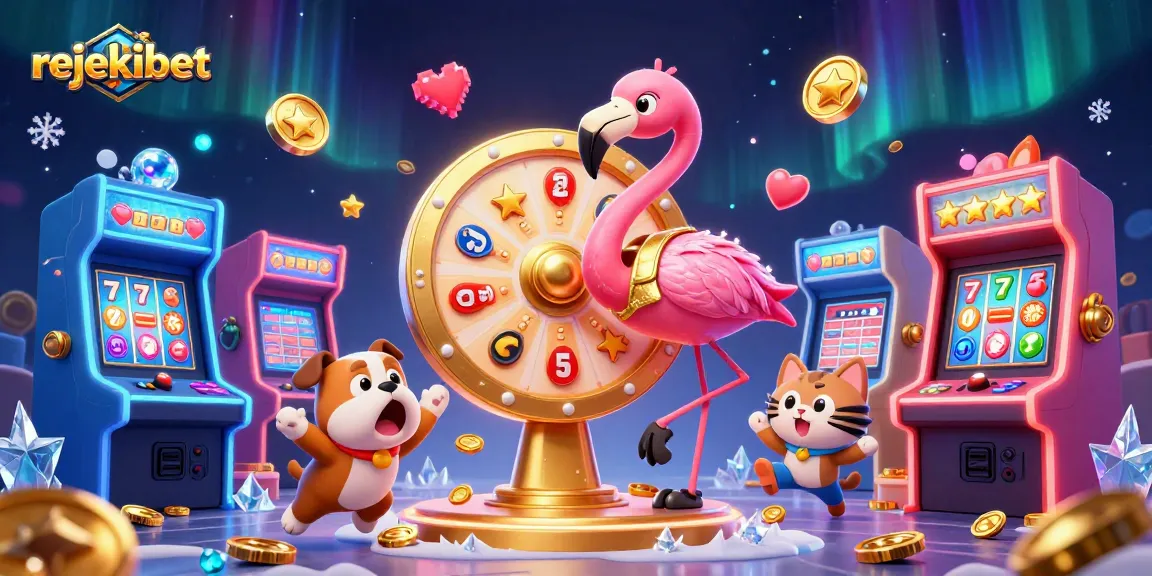 Experience thrilling wins with rejekibet in a vibrant 3D gaming scene showcasing jackpots and prizes.