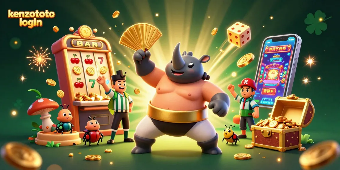 Experience thrills at kenzototo login with a dynamic casino-themed 3D illustration featuring an action-packed beetle showdown.
