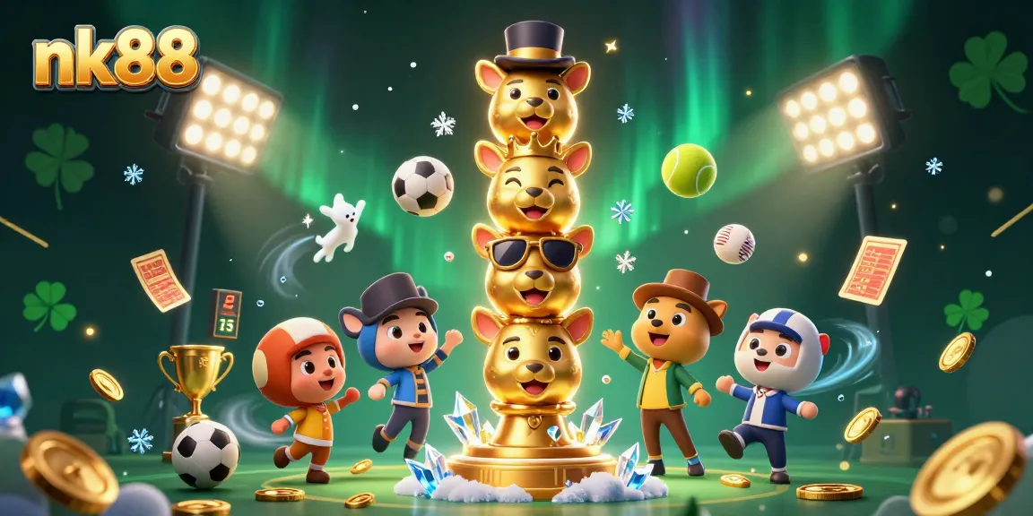 Experience exciting gameplay at nk88 with dynamic sports balls and an enchanting golden totem pole.
