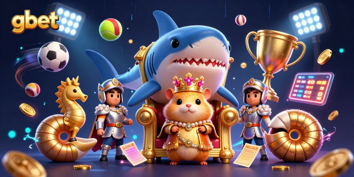 gbet players winning bets amidst vibrant 3D casino elements and animated sports action.