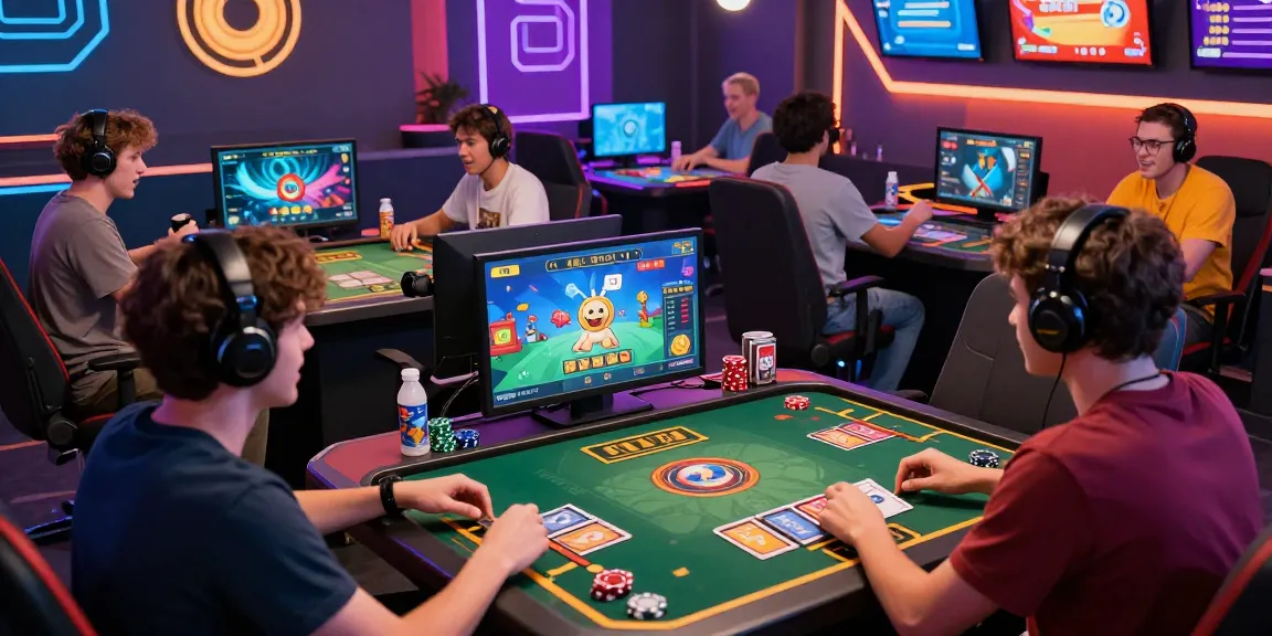 Exciting online game scene with diverse players engaged in multiplayer card games, showcasing vivid graphics and immersive atmosphere.